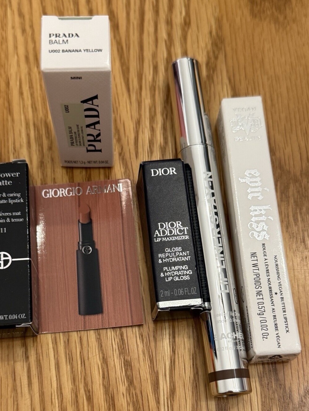 5pc Luxury Lip Bundle Lot Dior Prada Giorgio Armani Sacheu KVD Brand New NIB